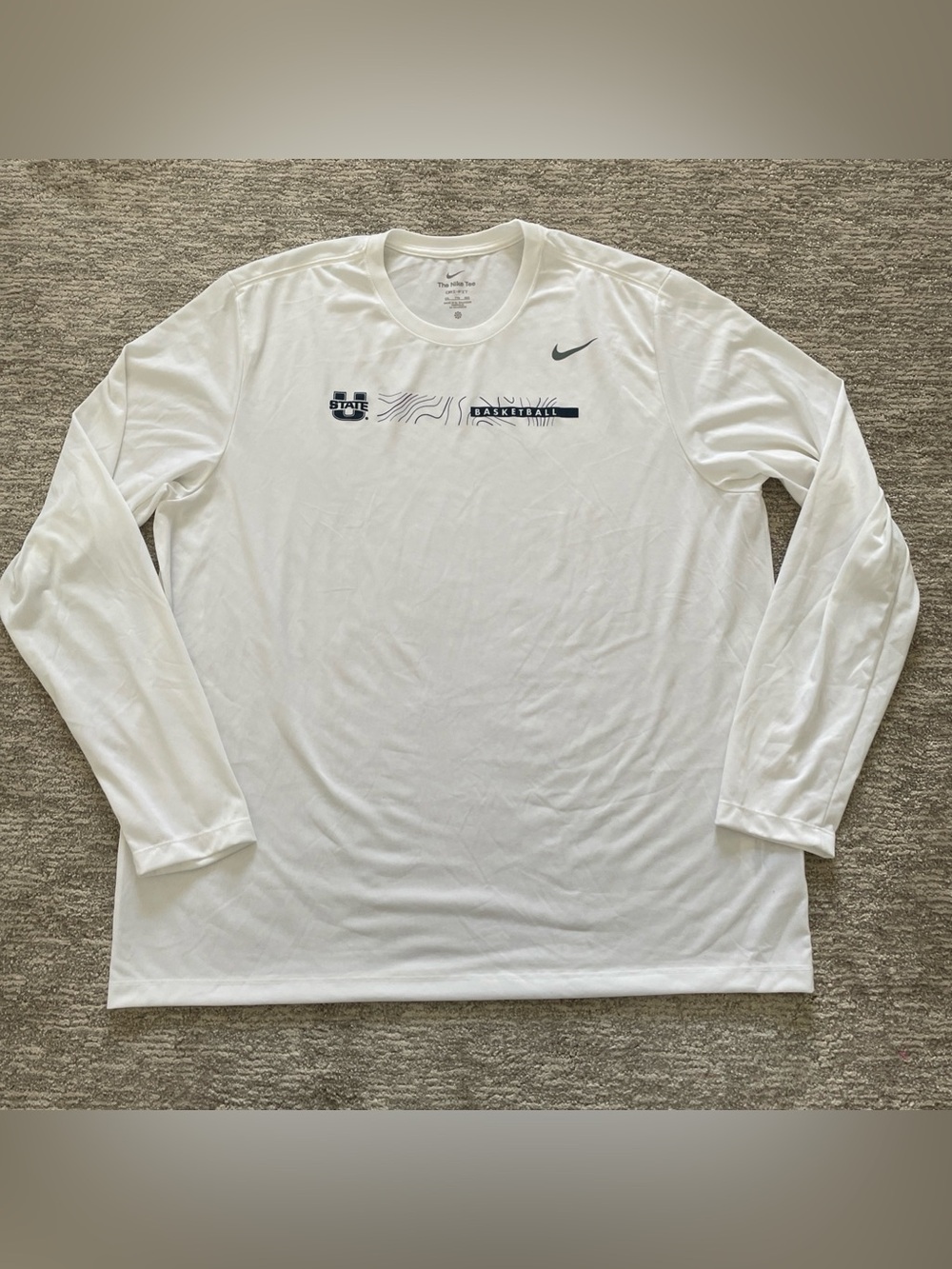 Nike Utah State Aggies Basketball Dri-FIT Long Sleeve White T-Shirt Mens XXL